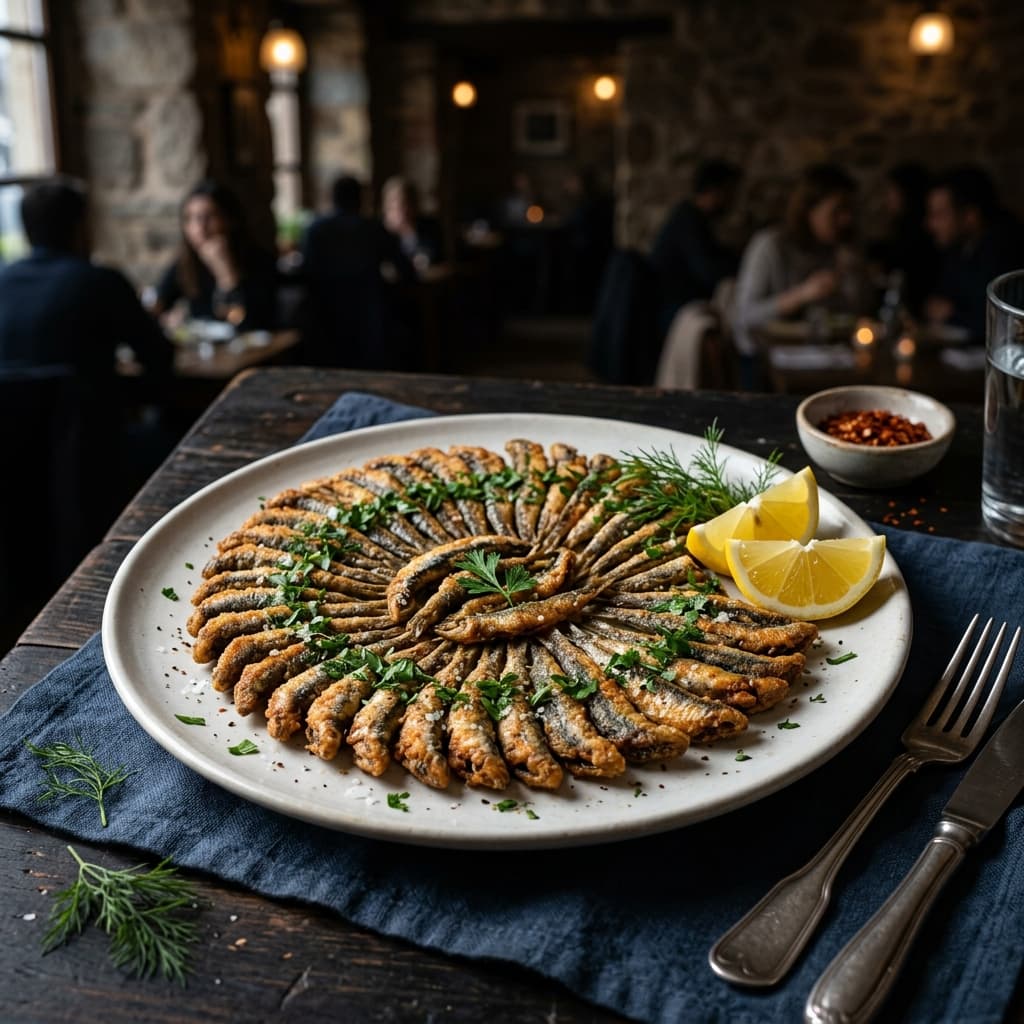 Odun ateşinde ızgara taze Karadeniz balığı